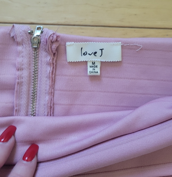 Blush Pink Off-Shoulder Bandage Midi Dress – Valentine Bodycon – Size M - Picture 3 of 5